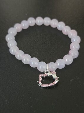 Hello Kitty Pink Beaded Charm Stretch Bracelet